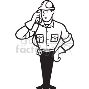 black and white telephone repairman calling phone