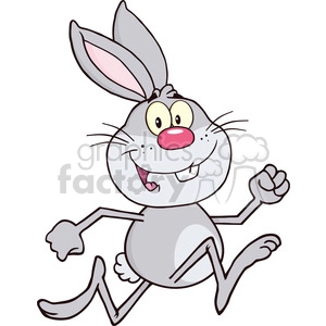 Smiling Rabbit Cartoon Character Runing