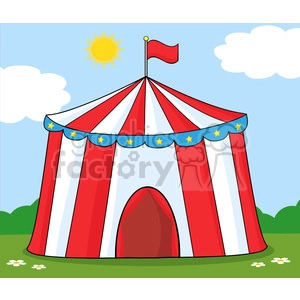 Royalty Free RF Clipart Illustration Big Circus Tent On Meadow