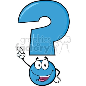 6260 Royalty Free Clip Art Happy Blue Question Mark Cartoon Character Pointing With Finger