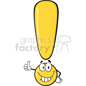 6286 Royalty Free Clip Art Yellow Exclamation Mark Cartoon Character Giving A Thumb Up