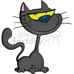 6618 Royalty Free Clip Art Black Cat Cartoon Illustration