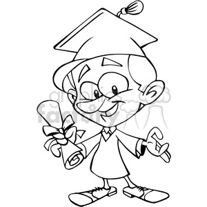 guy graduating cartoon in black and white