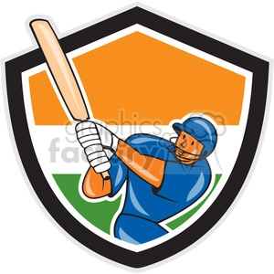 cricket player batting logo shield