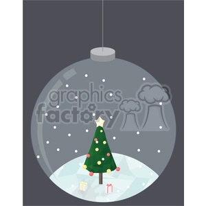 Low Poly Xmas tree snow globe cartoon character vector clip art image geometric