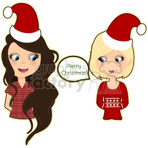 Christmas girls cartoon character vector clip art image