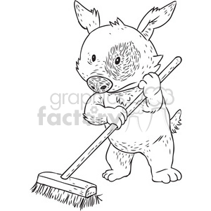 dog sweeper vector illustration