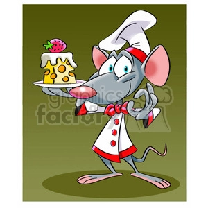 cartoon mouse holding plate with cheese