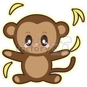 The clipart image depicts a cartoon monkey character that is cute and funny. Overall, the image shows a playful and whimsical representation of a monkey.