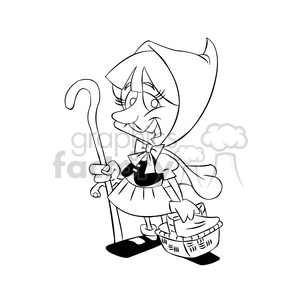 vector black and white litte red riding hood cartoon character