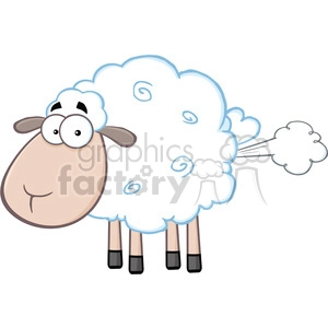 Royalty Free RF Clipart Illustration Cute White Sheep Cartoon Mascot Character With Fart Cloud