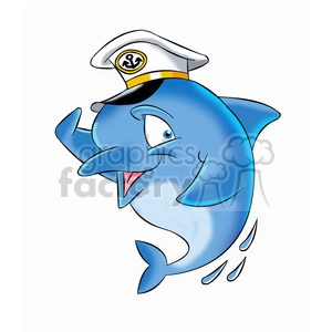 dallas the cartoon dolphin wearing a captain hat