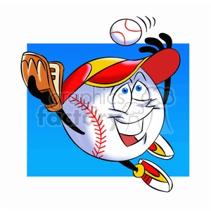 cartoon baseball mascot speedy catching a ball