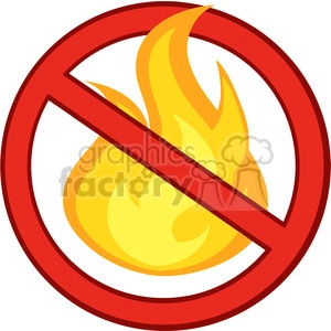 Royalty Free RF Clipart Illustration Stop Fire Sign With Burning Flame