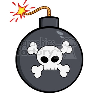 Royalty Free RF Clipart Illustration Cartoon Bomb With Skull And Crossbones