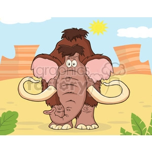 8752 Royalty Free RF Clipart Illustration Mammoth Cartoon Character Vector Illustration With Background