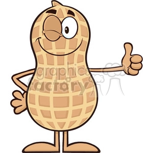 8631 Royalty Free RF Clipart Illustration Winking Peanut Cartoon Character Giving A Thumb Up Vector Illustration Isolated On White