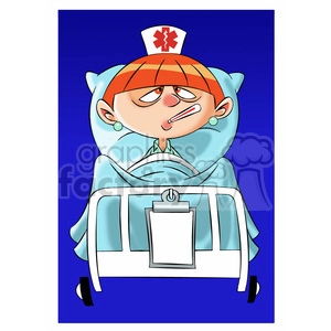 betty the cartoon nurse feeling sick
