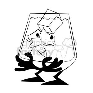 larry the cartoon glass character cold from ice black white