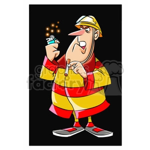 frank the cartoon firefighter trying to smoke