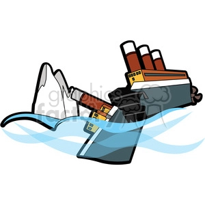 sinking ship broke in half from an iceberg