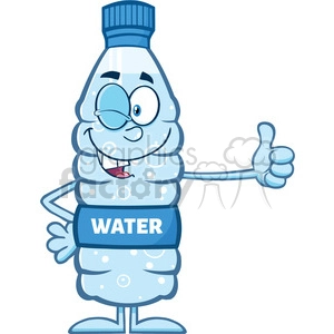 royalty free rf clipart illustration smiling water plastic bottle cartoon mascot character winking and holding a thumb up vector illustration isolated on white