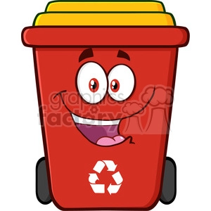 royalty free rf clipart illustration happy red recycle bin cartoon character vector illustration isolated on white background