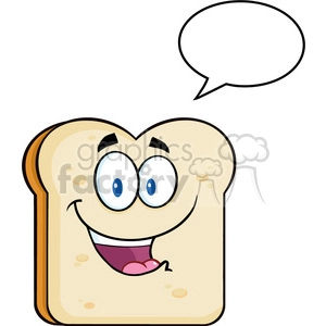 illustration cute bread slice cartoon character with speech bubble vector illustration isolated on white background