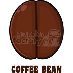 illustration roasted coffee bean cartoon vector illustration with text isolated on white