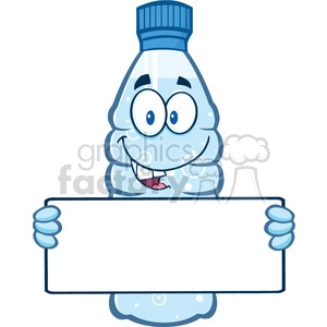 illustration cartoon ilustation of a water plastic bottle cartoon mascot character holding a blank sign vector illustration isolated on white background