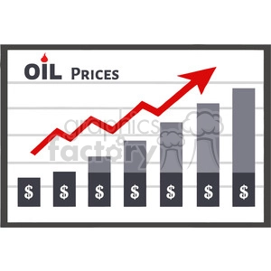 royalty free rf clipart illustration board graph chart for petroleum or oil growth dollar prices vector illustration isolated on white background