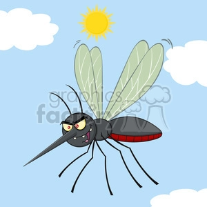 royalty free rf clipart illustration mosquito cartoon character flying vector illustration with background