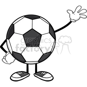 soccer ball faceless cartoon mascot character waving for greeting vector illustration isolated on white background
