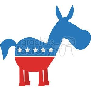 red white and blue democrat donkey vector illustration flat design style isolated on white