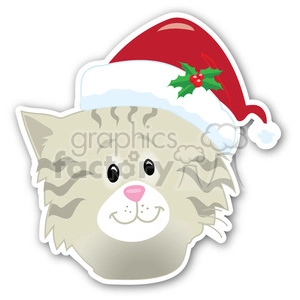 christmas cat head with shadow sticker