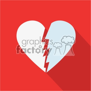 broken heart vector flat design icon art