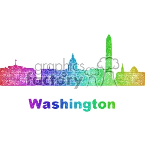 city skyline vector clipart USA Washington