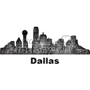 black and white city skyline vector clipart USA Dallas