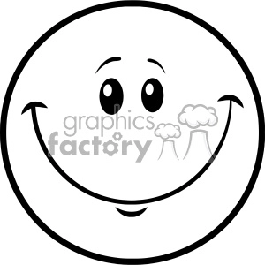 Clipart Black And White Smiley Face Cartoon Character Vector Illustration