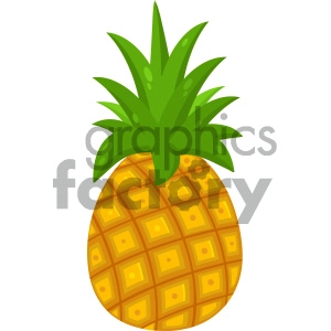 Royalty Free RF Clipart Illustration Pineapple Fruit With Green Leafs Drawing Flat Simple Design Vector Illustration Isolated On White Background