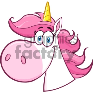 Clipart Illustration Smiling Magic Unicorn Head Cartoon Mascot Character Vector Illustration Isolated On White Background