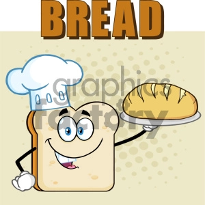 Chef Bread Slice Cartoon Mascot Character Presenting Perfect Bread Vector Illustration Isolated Over Background With Text Bread
