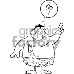 Caveman Cartoon Character With A Big Idea And Speech Bubble Vector Illustration Isolated On White Background