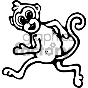 cartoon clipart monkey 007 bw