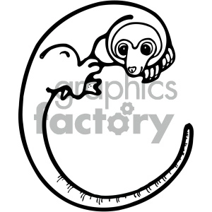 cartoon clipart cuscus 001 bw