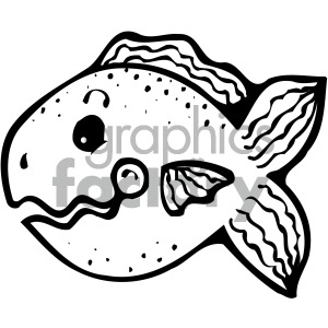 cartoon vector fish 001 bw
