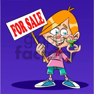 cartoon kid holding a baby binky for sale