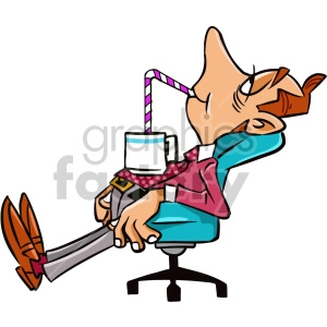 tired man sitting in office chair cartoon character