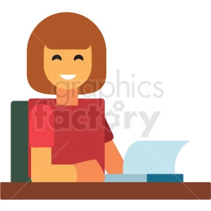 lady working at desk flat icon vector icon