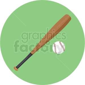 baseball and bat vector clipart on green background
